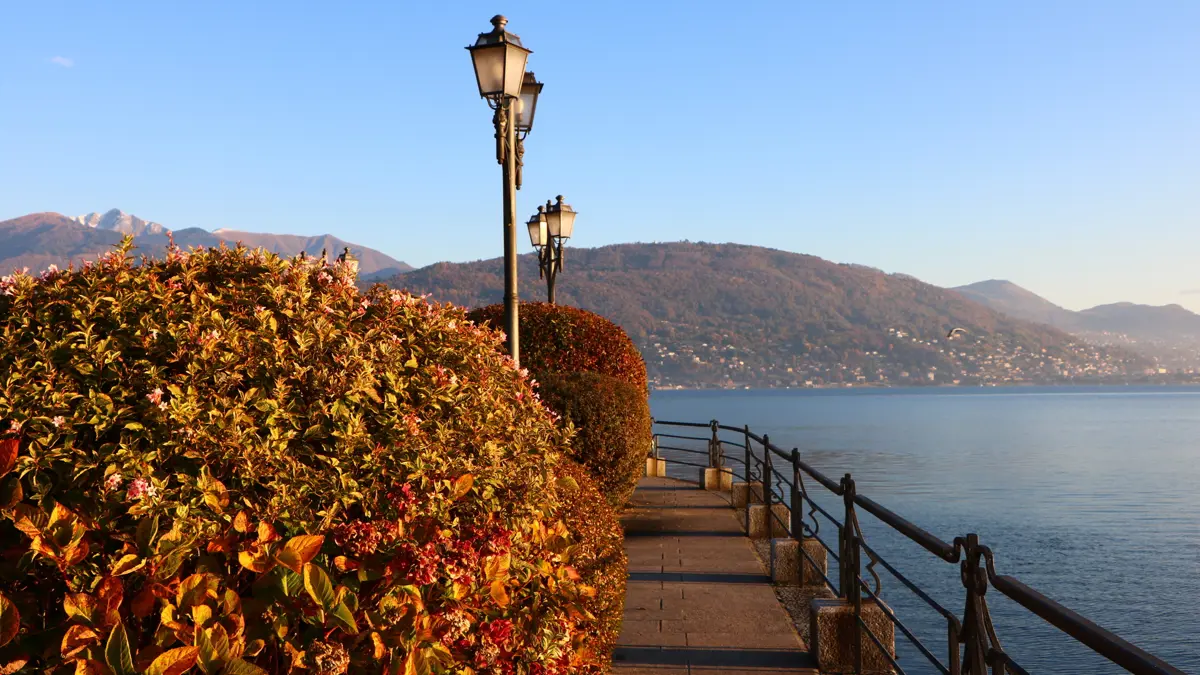 Baveno Lake Maggiore Lakeside Promenade With Lamps