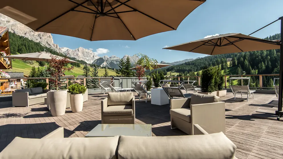 Hotel Diamant, San Cassiano, Dolomites, Italy, Mountain View Terrace