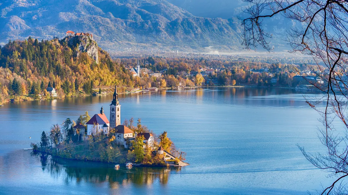 Lake Bled island in Autumn 