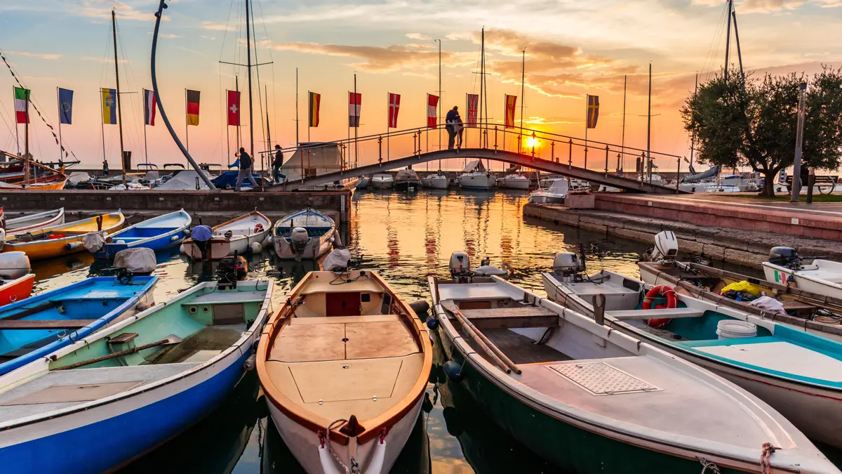 Boats On The Harbour At Sunset, Bardolino, Summer Holidays in Lake Garda