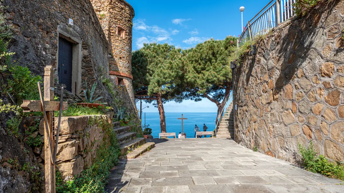 Walk Pass To The Mirador At Riomaggiore Castle Cinque Terre Italy