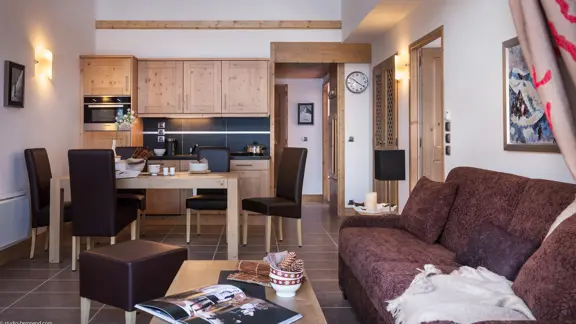Typical apartment lounge and kitchen