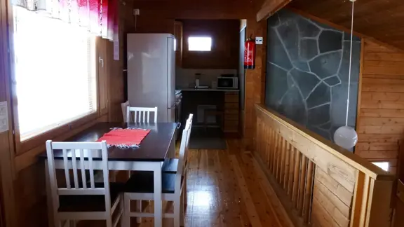 Typical cabin kitchen and dining area