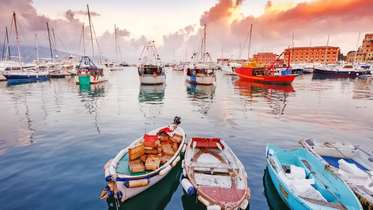 Liguria Fishing Boats On Portofino Coast