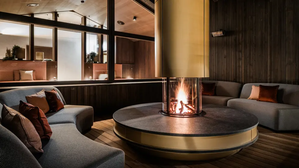 Hotel Neuhaus Zillertal Resort Mayrhofen Austria Spa Outdoor Fireplace