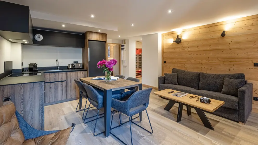 Residence W2050 La Plagne One Bedroom Apartment Kitchen And Lounge 5